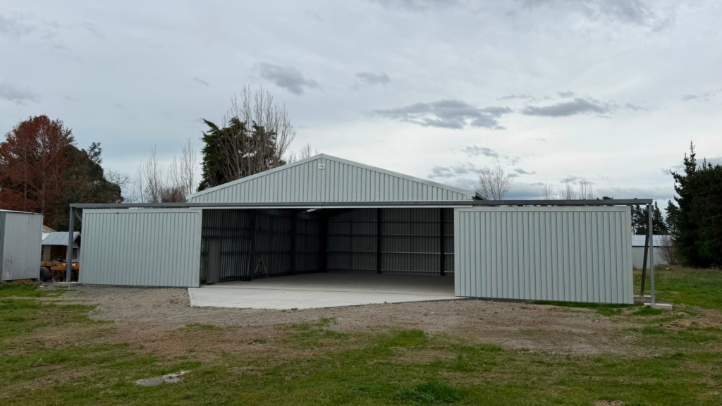 Custom 180m² private aircraft hangar in Waiau, New Zealand, built by ProSteel Systems